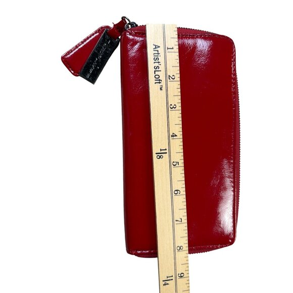 Kenneth Cole Red Patent Leather Zip-Around Wallet With Multiple Card Slots & Coi - Picture 7 of 8